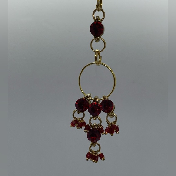Yellow Gold Tone Pendant With Red Stones - Picture 6 of 6
